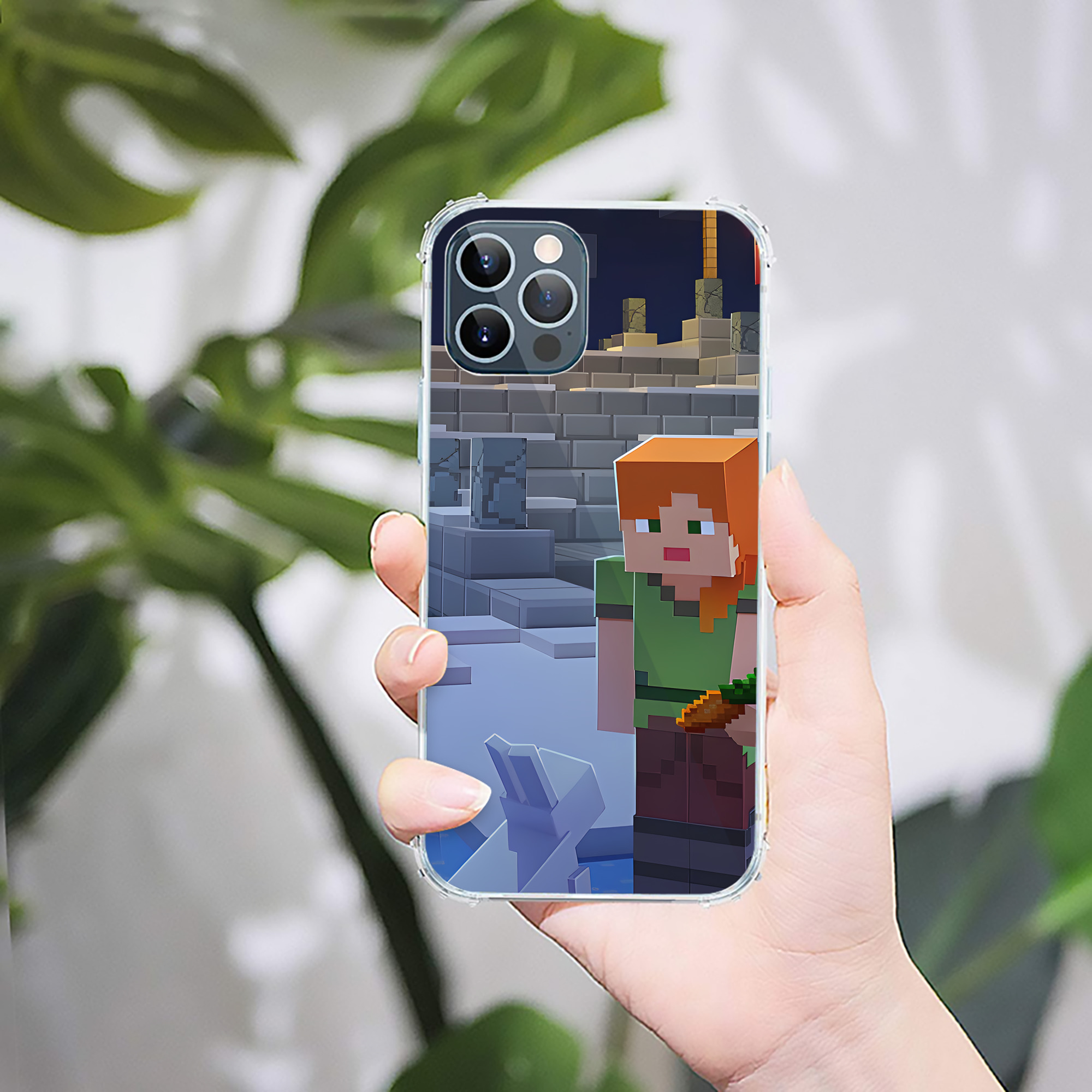 （画像用） マインクラフト ブロックの世界 Minecraft MC Block world 【iPhone 12シリーズ対応】透明スマホケース（クリアソフトケース）